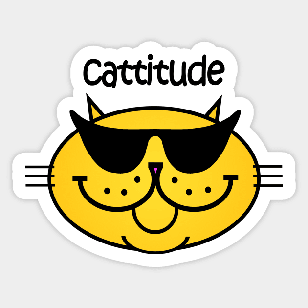 Cattitude 2 - Solid Gold Sticker by RawSunArt
